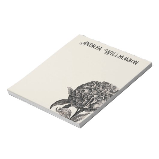  Peony Flower Illustralized Personalized Notitieblok (Linkerzijde)