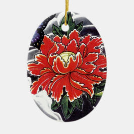 Peony Flower Japans tattoo design Keramisch Ornament