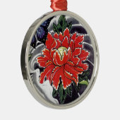 Peony Flower Japans tattoo design Metalen Ornament (Rechts)