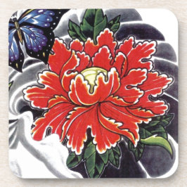 Peony Flower Japans tattoo design Onderzetter