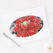 Peony Flower Japans tattoo design Ovale Sticker (Envelop)