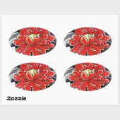 Peony Flower Japans tattoo design Ovale Sticker (Vel)