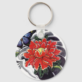 Peony Flower Japans tattoo design Sleutelhanger
