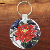 Peony Flower Japans tattoo design Sleutelhanger (Voorkant)