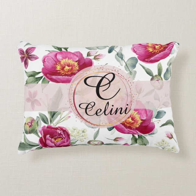 Peony flower naadloos Sierkussen met patroon Accent Kussen (Voorkant)