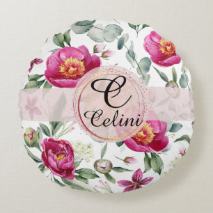 Peony flower naadloos Sierkussen met patroon Rond Kussen