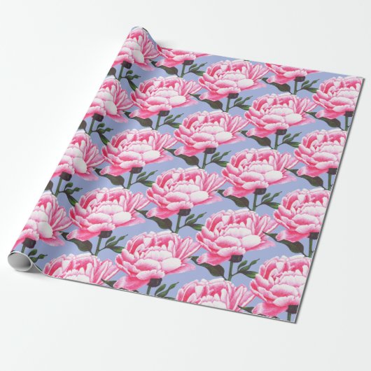Peony Flower Pattern Pen Tekening Inpakpapier (Uitgerold)