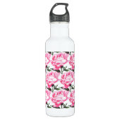Peony Flower Pattern Pen Tekening Waterfles Waterfles (Voorkant)