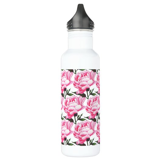 Peony Flower Pattern Pen Tekening Waterfles Waterfles (Links)