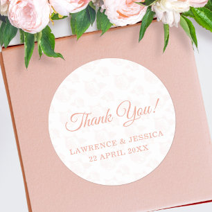 Peony Flower Pattern Wedding Ronde Sticker