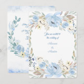 Peony Flower Powder Blue Waterverven Invitation Kaart (Voorkant / Achterkant)