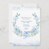 Peony Flower Powder Blue Waterverven Invitation Kaart (Achterkant)