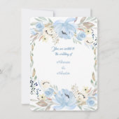 Peony Flower Powder Blue Waterverven Invitation Kaart (Voorkant)