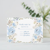 Peony Flower Powder Blue Waterverven RSVP Kaartje (Staand voorkant)