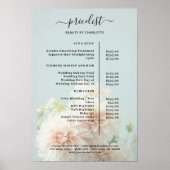 Peony Flower Salon prijslijst Poster (Voorkant)