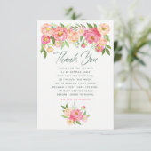 Peony flower Spring Baby shower Dank u wel Bedankkaart (Staand voorkant)