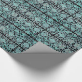 Peony flower turquoise en zwart cadeaupapier (Hoek)