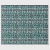Peony flower turquoise en zwart cadeaupapier (Vlak)