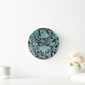 Peony flower turquoise en zwart ronde klok (Huis)