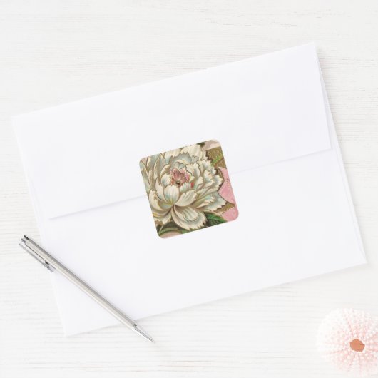  Peony Flower Vierkante Sticker (Envelop)