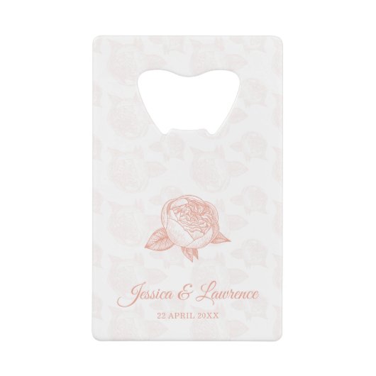Peony Flower Wedding Gift Favoriet Creditkaart Flessenopener (Voorkant)