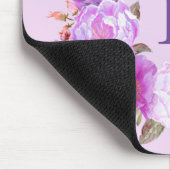 Peony Flower WreatWaterverf Monogram Paars Muismat (Hoek)