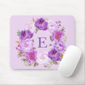 Peony Flower WreatWaterverf Monogram Paars Muismat (Met muis)