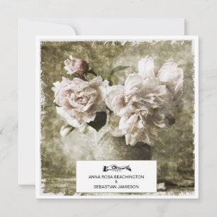 *~* Peony Flowers AR23 QR RSVP WEDDING Kaart