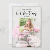 Peony Flowers Celebration of Life Photo, Funeral Kaart (Voorkant)