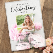 Peony Flowers Celebration of Life Photo, Funeral Kaart