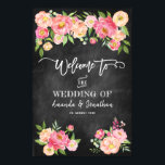Peony Flowers Chalkboard Welkom bij ons huwelijk Poster<br><div class="desc">retro Peonies chalkboard Wedding welkom poster met elegante handschrift typografie die aanpasbaar is aan uw specificaties.</div>