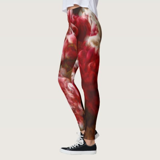 Peony Flowers Close-up Sketch Leggings (Links)