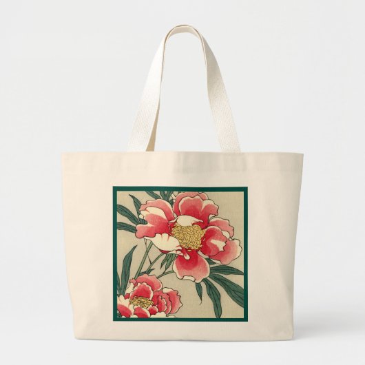Peony Flowers Grote Tote Bag (Voorkant)