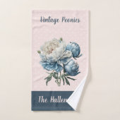 Peony Flowers in Blue & White op roze & Blue Bad Handdoek (Handdoek)