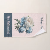 Peony Flowers in Blue & White op roze & Blue Bad Handdoek (Handdoek)