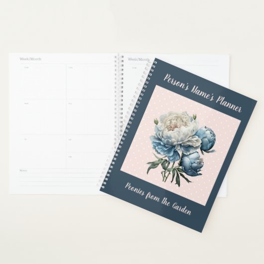 Peony Flowers in Blue & White op roze & Blue Planner (Display)