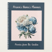 Peony Flowers in Blue & White op roze & Blue Planner (Voorkant)