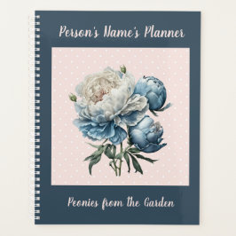 Peony Flowers in Blue & White op roze & Blue Planner