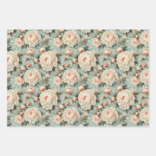  Peony Flowers Inpakpapier Vel (Voorkant 3)