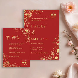  Peony Flowers Modern Chinese Red Wedding Details  Kaart