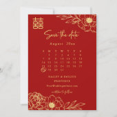Peony Flowers Modern Chinese Wedding Save The Date Kaart (Voorkant)