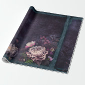 Peony Flowers op Dark Paars Cadeaupapier (Uitgerold)