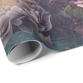 Peony Flowers op Dark Paars Cadeaupapier (Rol Hoek)