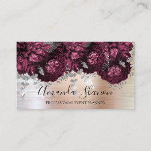 Peony Flowers Roos Silver Logo Event Planner Visitekaartje