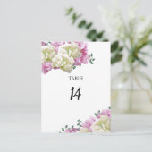 Peony Flowers Table Seating Number Kaart (Staand voorkant)
