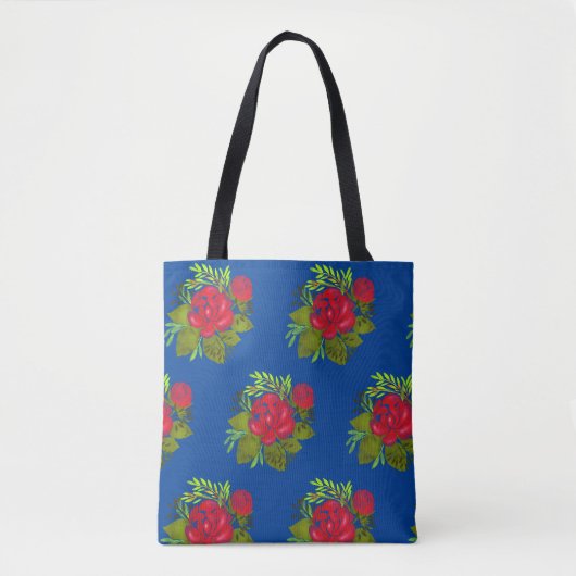 Peony Folk Floral Tote Bag (Voorkant)