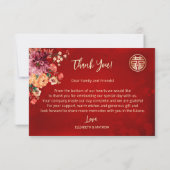 Peony foto Chinese bruiloft Bedankkaart (Achterkant)