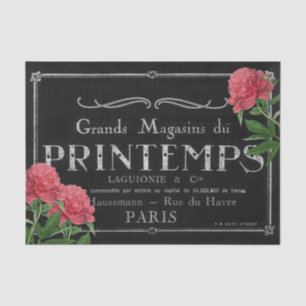  peony French Typography Black Decoupage Tissuepapier