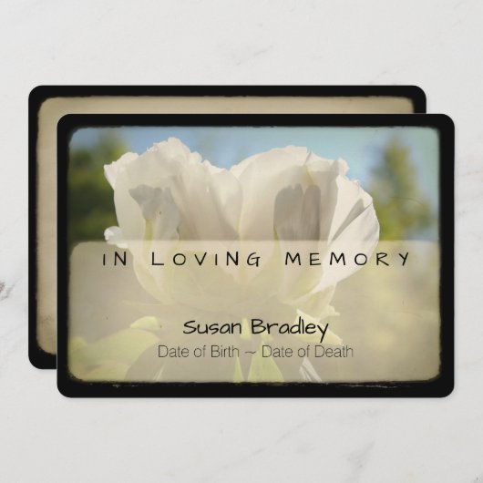 Peony  Funeral Memorial Service 2 Kaart (Voorkant / Achterkant)