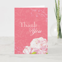 Peony Garden Coral Pink Wedding Dank je Bedankkaart